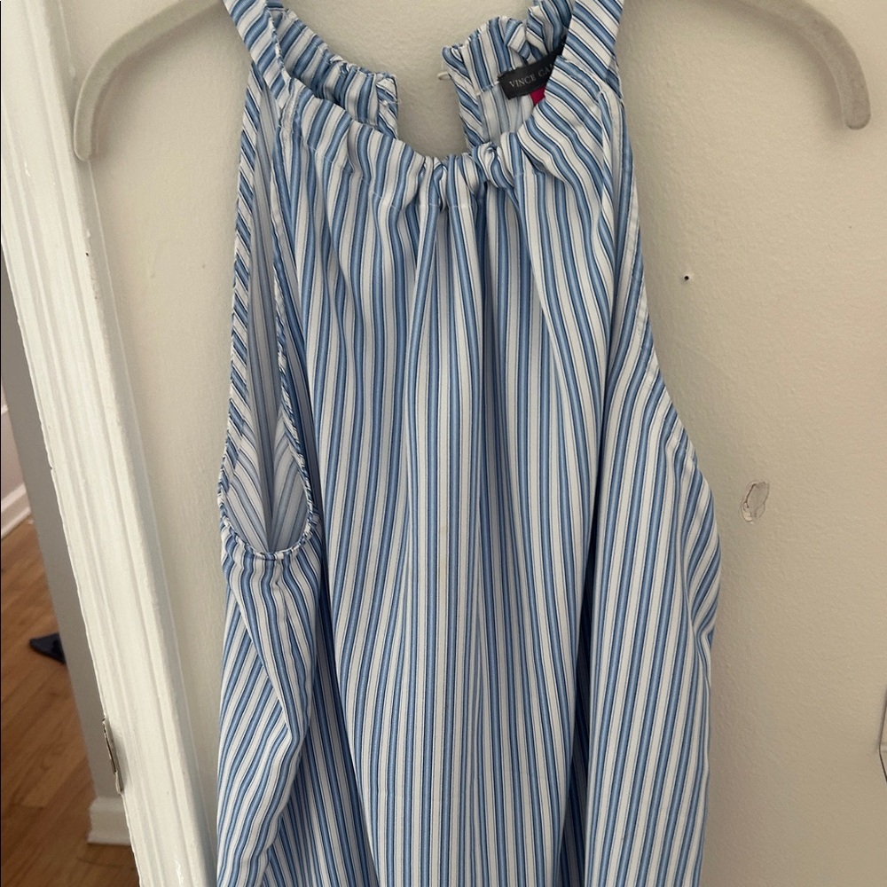 Vince Camuto Blue & White Striped Halter Dress for Kids